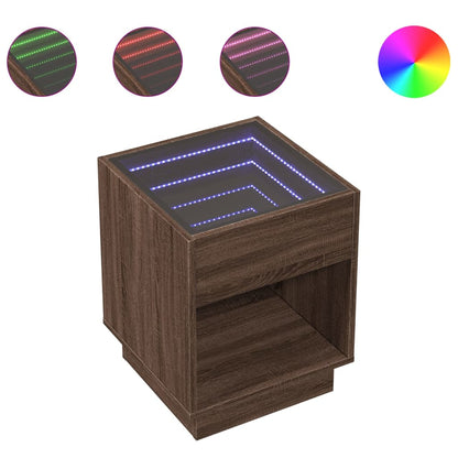 Nattbord Sengbord Brun Eik med Infinity LED 40x40x50 cm