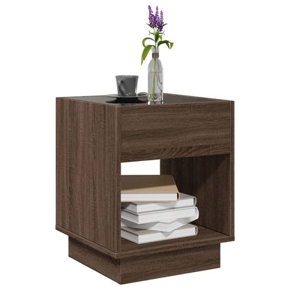 Nattbord Sengbord Brun Eik med Infinity LED 40x40x50 cm