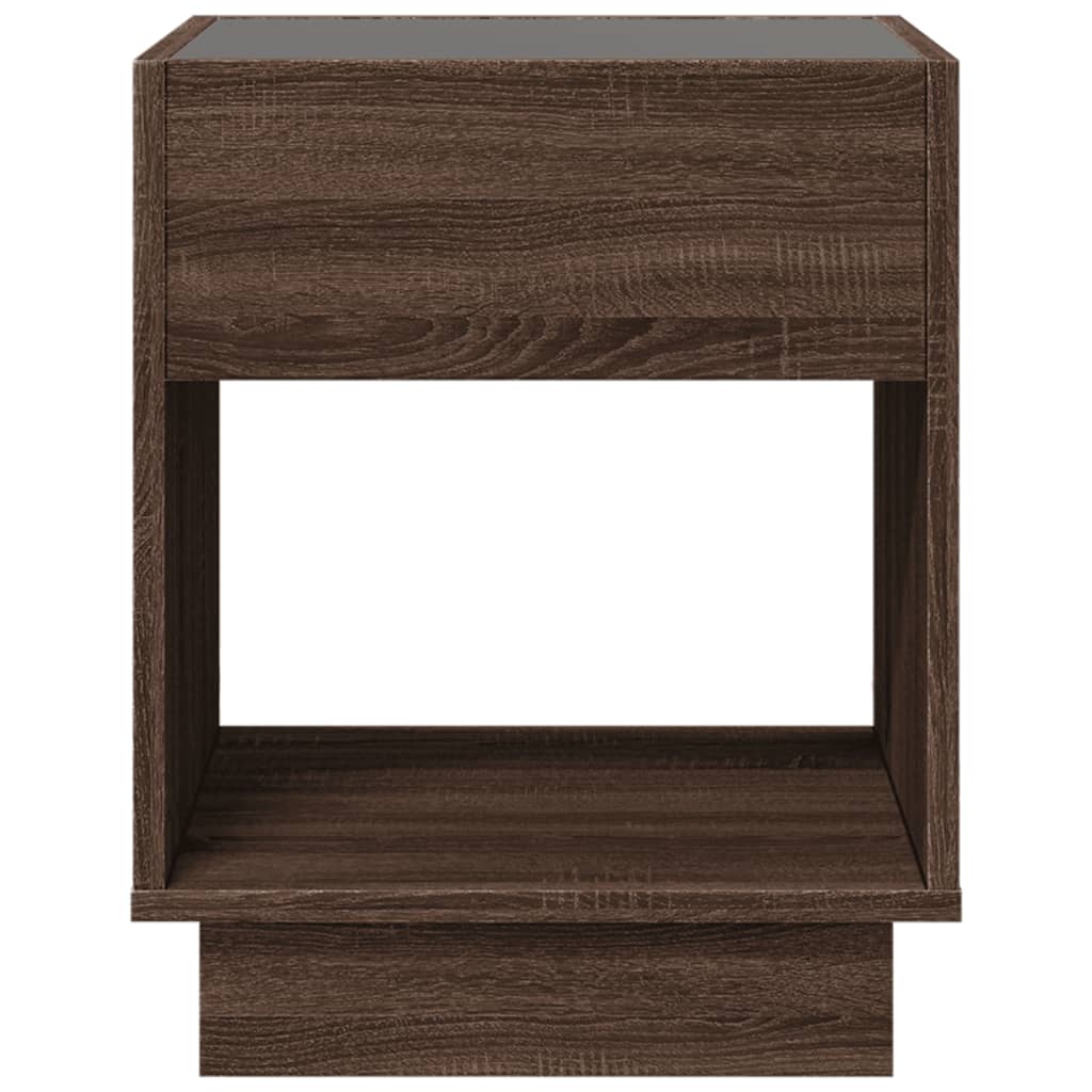 Nattbord Sengbord Brun Eik med Infinity LED 40x40x50 cm