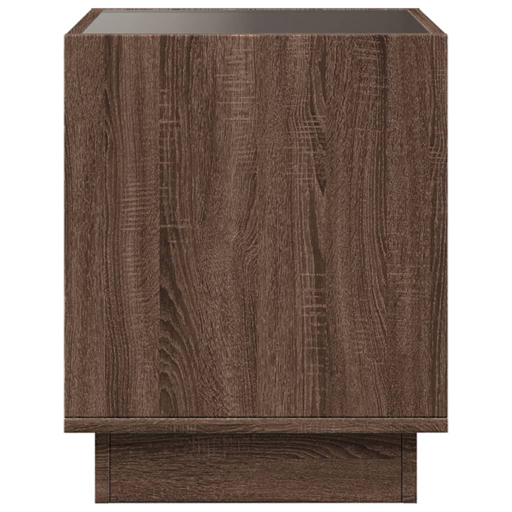 Nattbord Sengbord Brun Eik med Infinity LED 40x40x50 cm