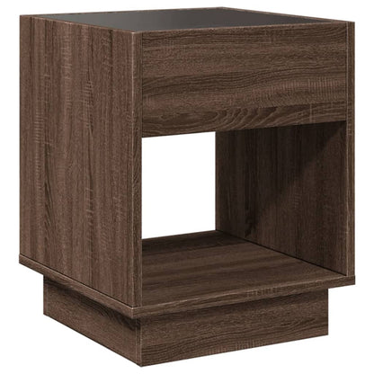 Nattbord Sengbord Brun Eik med Infinity LED 40x40x50 cm