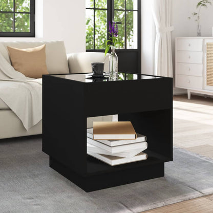 Nattbord Sengbord Svart med Infinity LED 50x50x50 cm