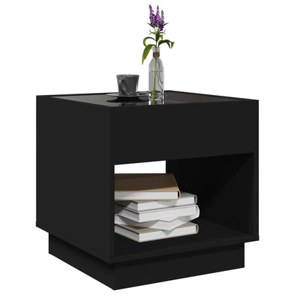 Nattbord Sengbord Svart med Infinity LED 50x50x50 cm