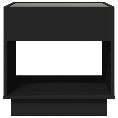 Nattbord Sengbord Svart med Infinity LED 50x50x50 cm