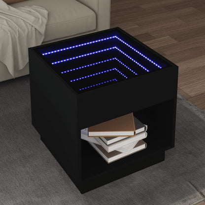 Nattbord Sengbord Svart med Infinity LED 50x50x50 cm