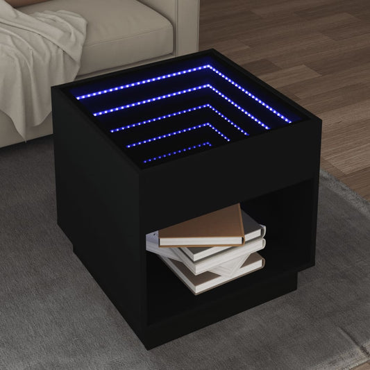 Salongbord Sofabord Svart med Infinity LED 50x50x50 cm