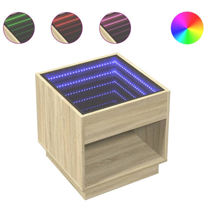 Nattbord Sengbord Sonoma Eik med Infinity LED 50x50x50 cm