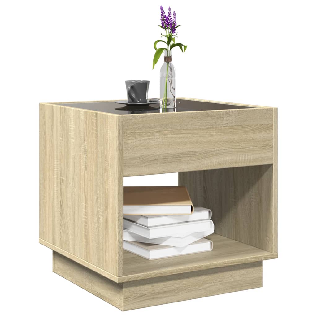 Nattbord Sengbord Sonoma Eik med Infinity LED 50x50x50 cm