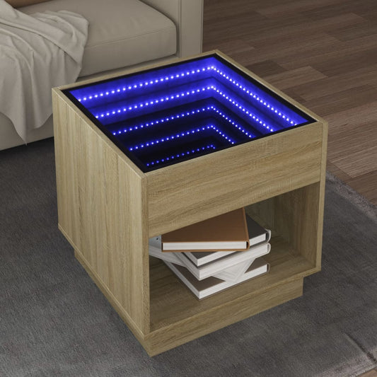 Nattbord Sengbord Sonoma Eik med Infinity LED 50x50x50 cm