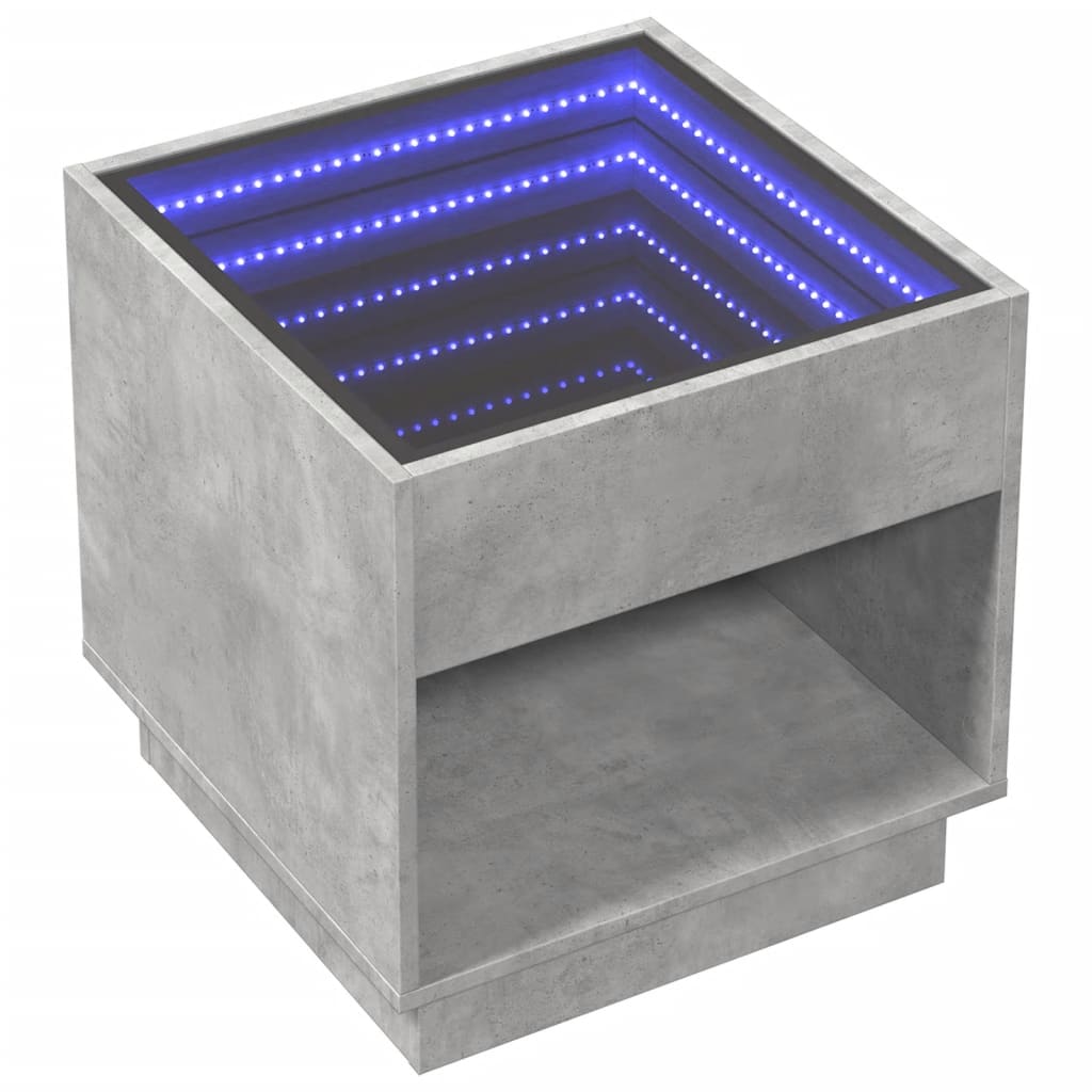 Nattbord Sengbord Betonggrå med Infinity LED 50x50x50 cm