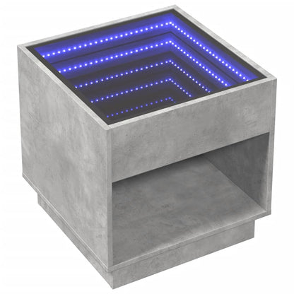 Nattbord Sengbord Betonggrå med Infinity LED 50x50x50 cm