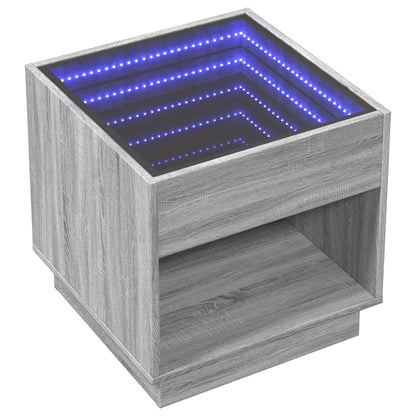 Nattbord Sengbord Sonoma Grå med Infinity LED 50x50x50 cm