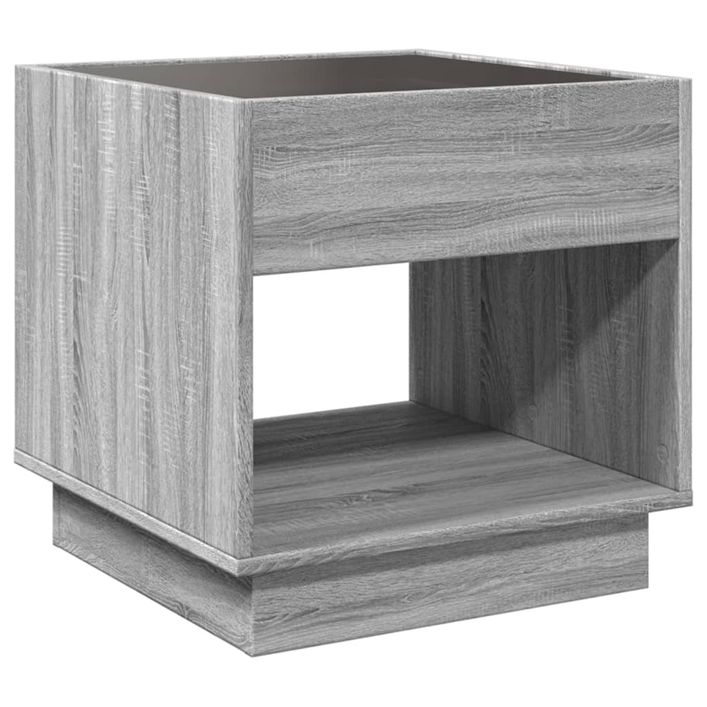 Nattbord Sengbord Sonoma Grå med Infinity LED 50x50x50 cm