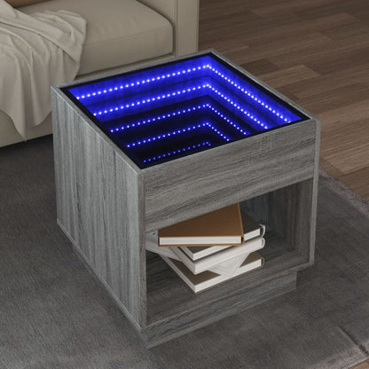 Nattbord Sengbord Sonoma Grå med Infinity LED 50x50x50 cm