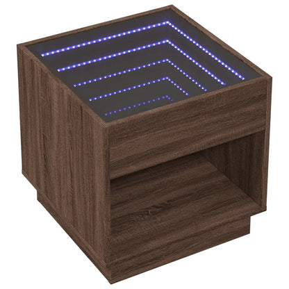 Nattbord Sengbord Brun Eik med Infinity LED 50x50x50 cm