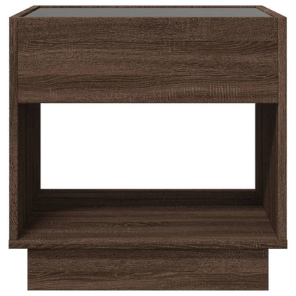Nattbord Sengbord Brun Eik med Infinity LED 50x50x50 cm