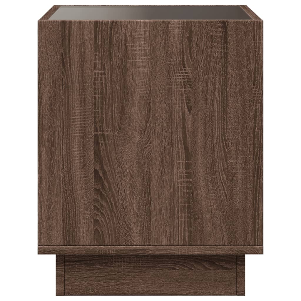 Nattbord Sengbord Brun Eik med Infinity LED 50x50x50 cm