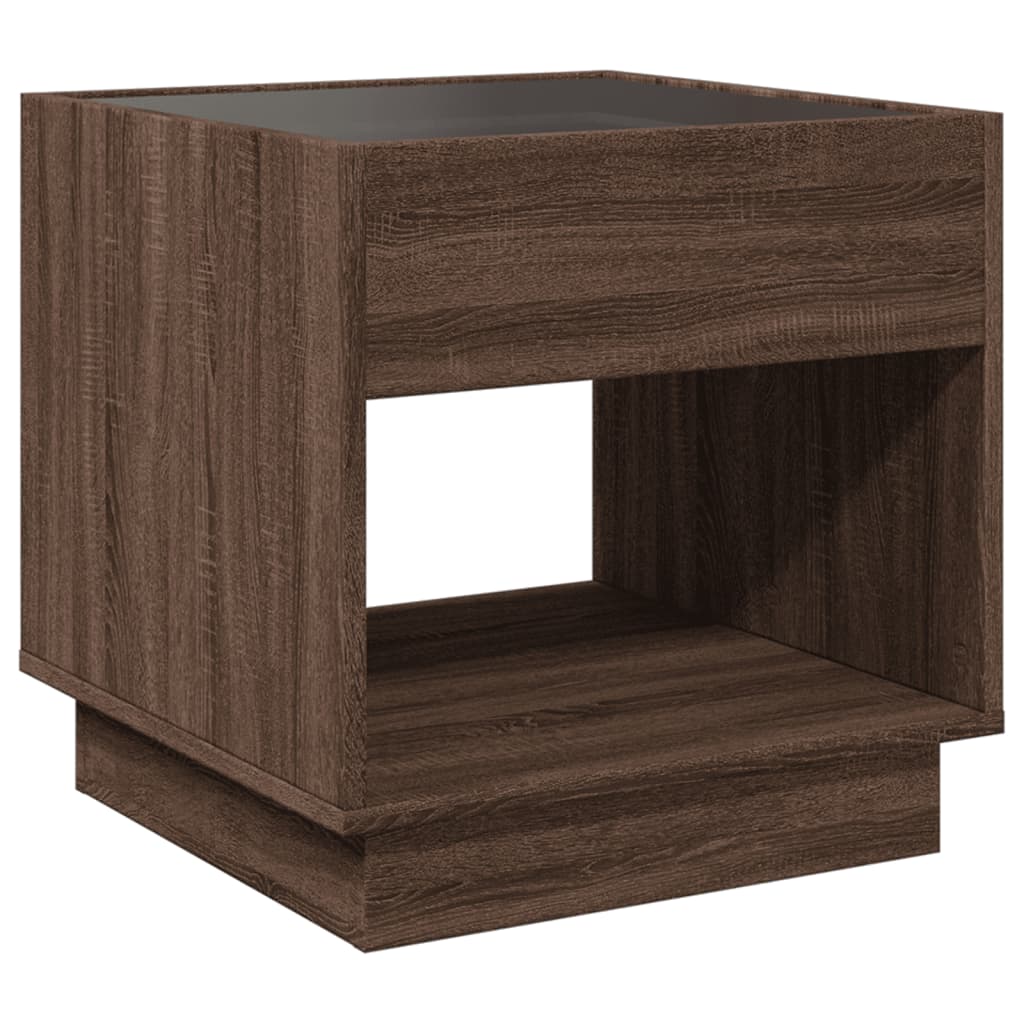 Nattbord Sengbord Brun Eik med Infinity LED 50x50x50 cm