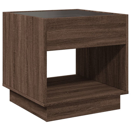 Nattbord Sengbord Brun Eik med Infinity LED 50x50x50 cm