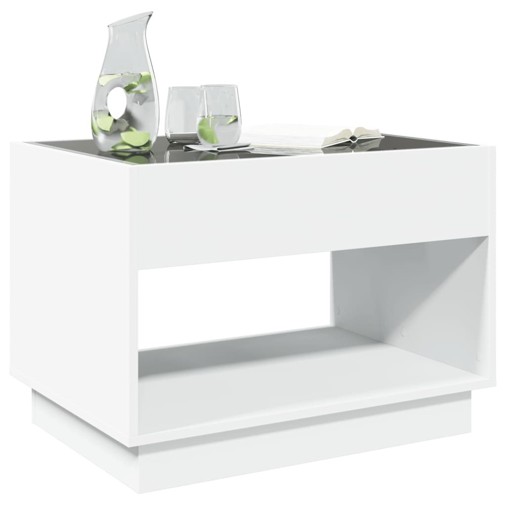 Salongbord Sofabord Hvit med Infinity LED 70x50x50 cm