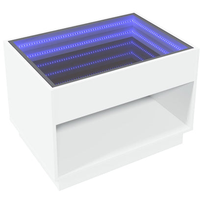 Salongbord Sofabord Hvit med Infinity LED 70x50x50 cm