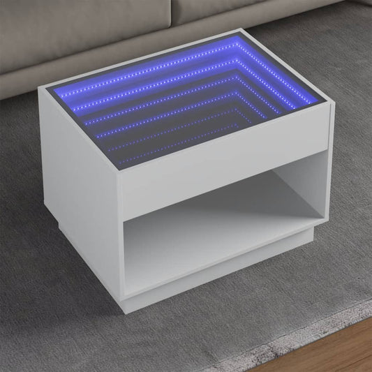 Salongbord Sofabord Hvit med Infinity LED 70x50x50 cm