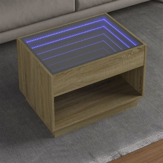 Salongbord Sofabord Sonoma Eik med Infinity LED 70x50x50 cm