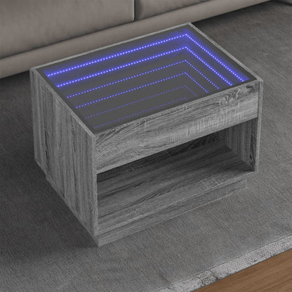Salongbord Sofabord Sonoma Grå med Infinity LED 70x50x50 cm