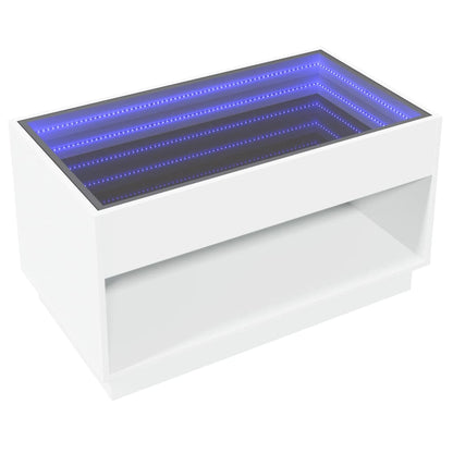 Salongbord Sofabord Hvit med Infinity LED 90x50x50 cm