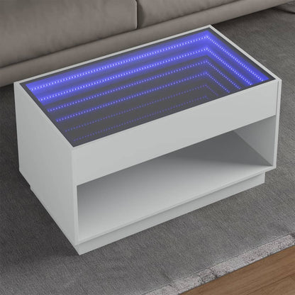 Salongbord Sofabord Hvit med Infinity LED 90x50x50 cm