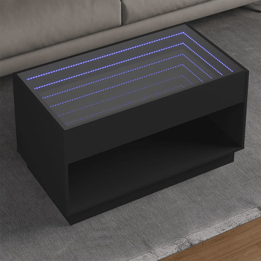 Salongbord Sofabord Svart med Infinity LED 90x50x50 cm