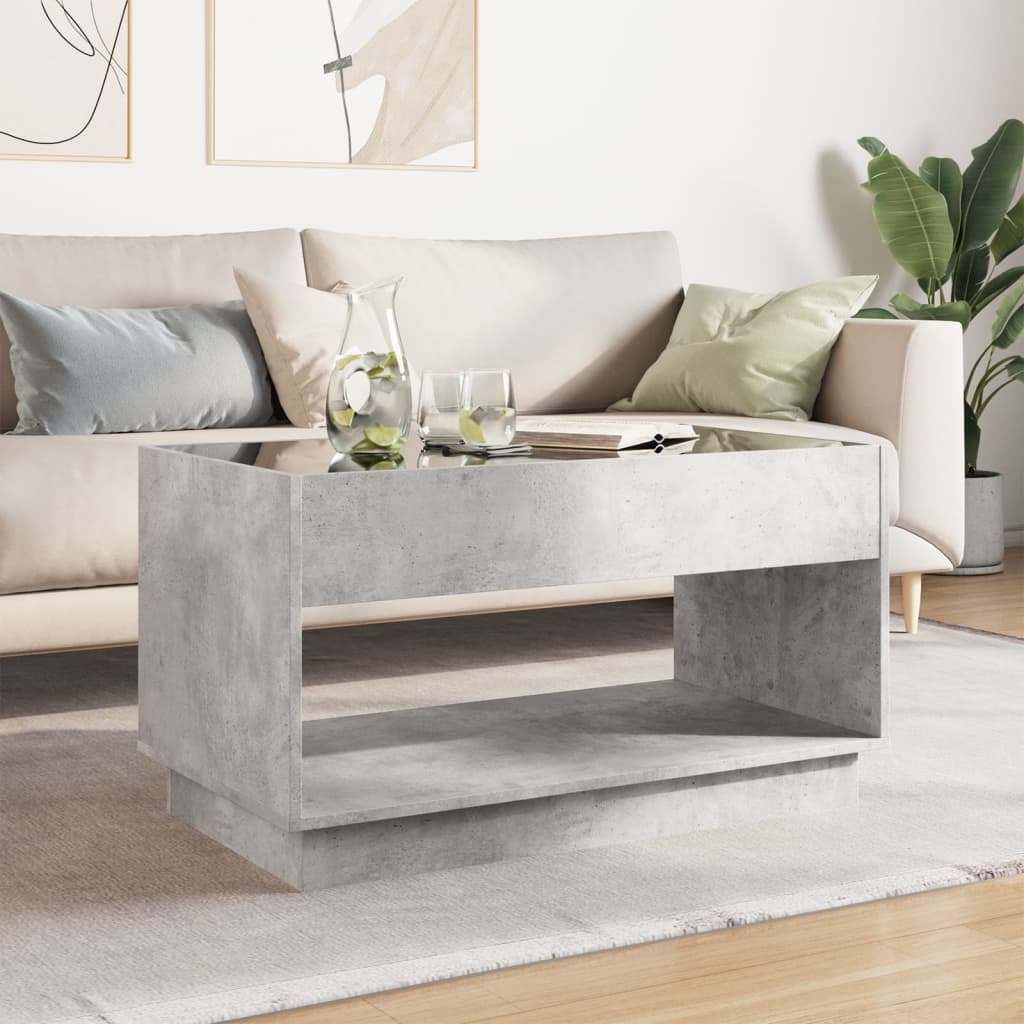 Salongbord Sofabord Betonggrå med Infinity LED 90x50x50 cm