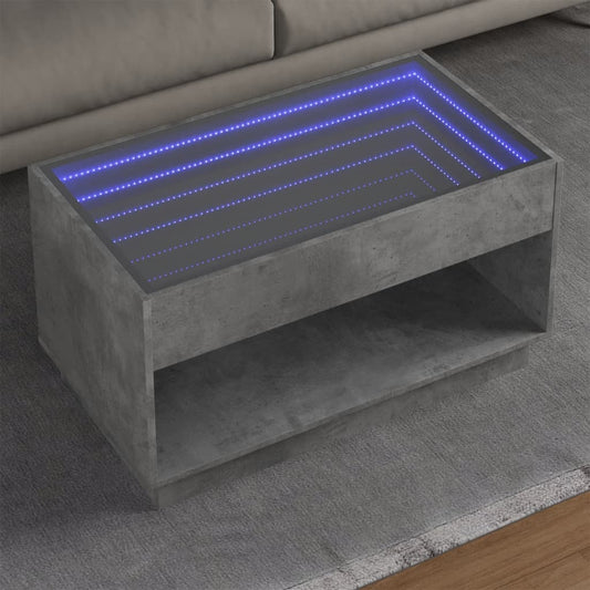 Salongbord Sofabord Betonggrå med Infinity LED 90x50x50 cm