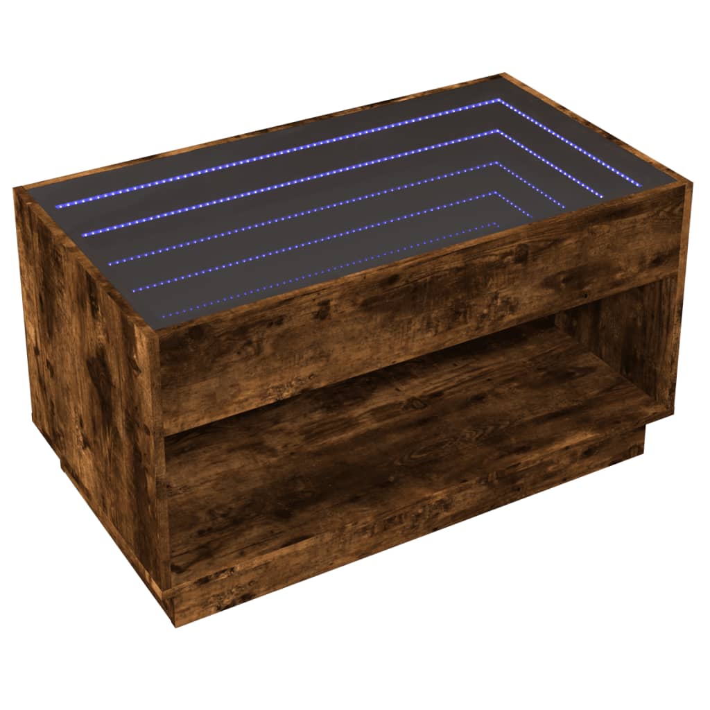 Salongbord Sofabord Røkt Eik med Infinity LED 90x50x50 cm