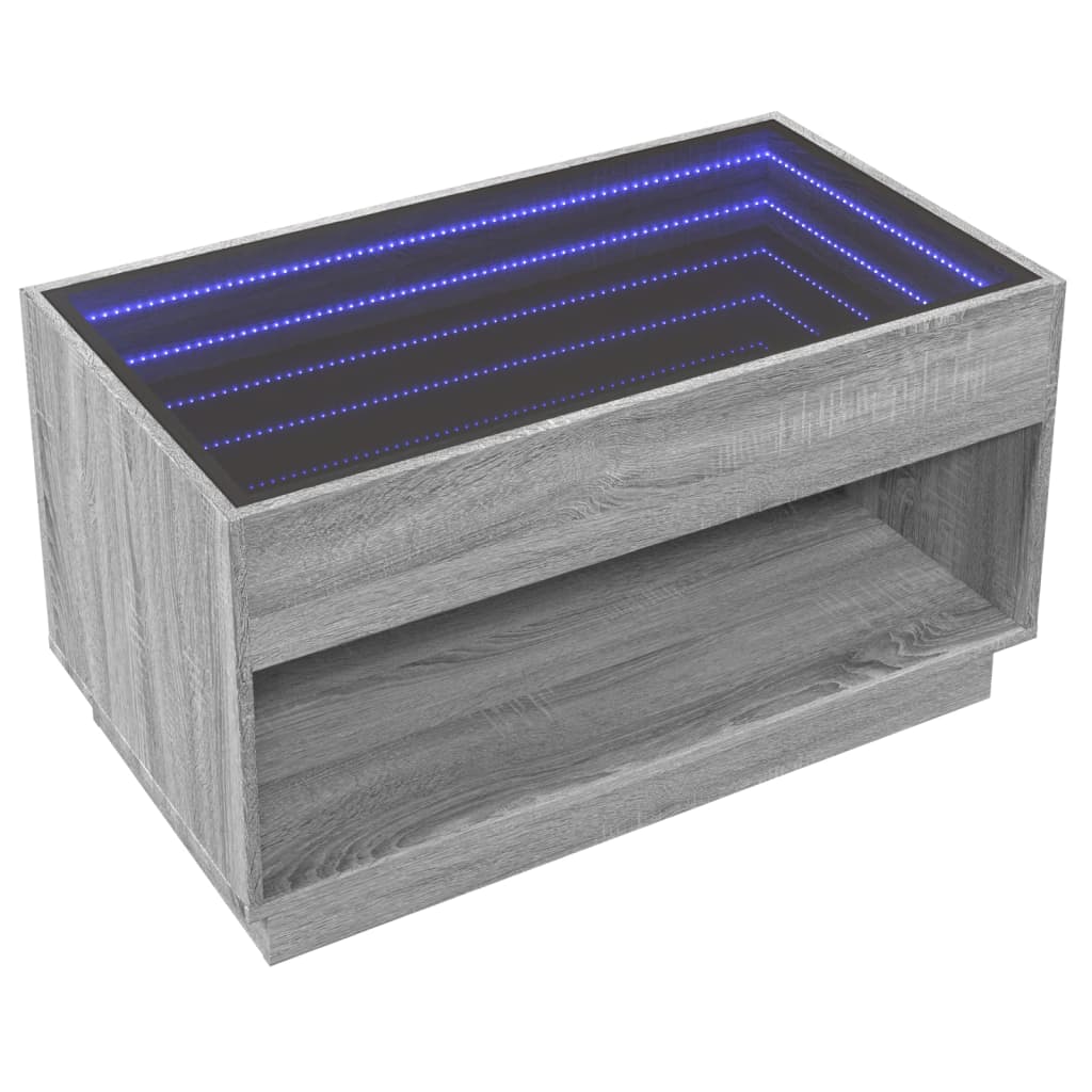 Salongbord Sofabord Sonoma Grå med Infinity LED 90x50x50 cm