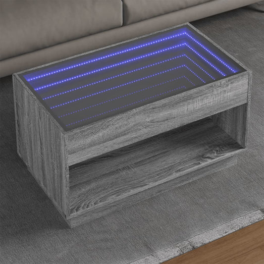 Salongbord Sofabord Sonoma Grå med Infinity LED 90x50x50 cm