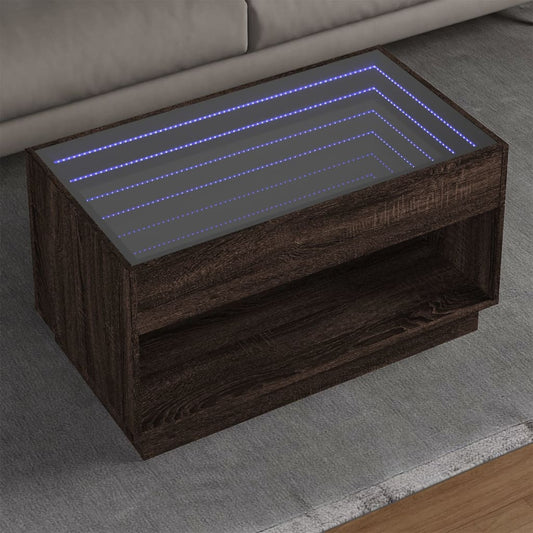 Salongbord Sofabord Brun Eik med Infinity LED 90x50x50 cm