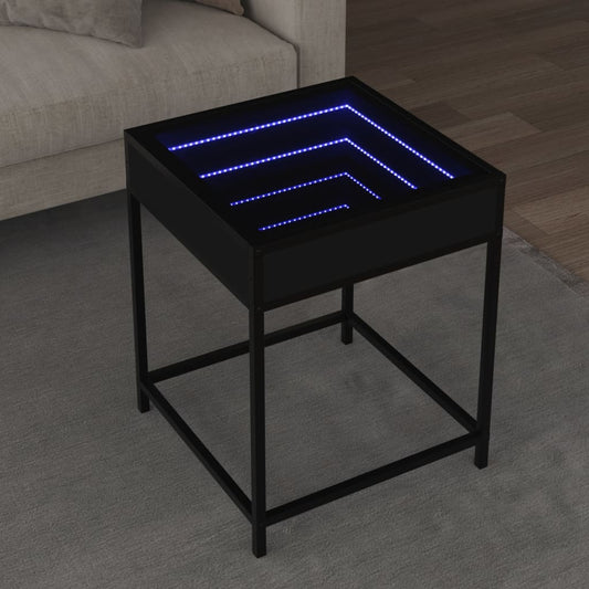 Salongbord Sofabord Svart med Infinity LED 40x40x51 cm