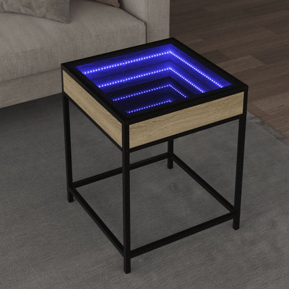 Salongbord Sofabord Sonoma Eik med Infinity LED 40x40x51 cm