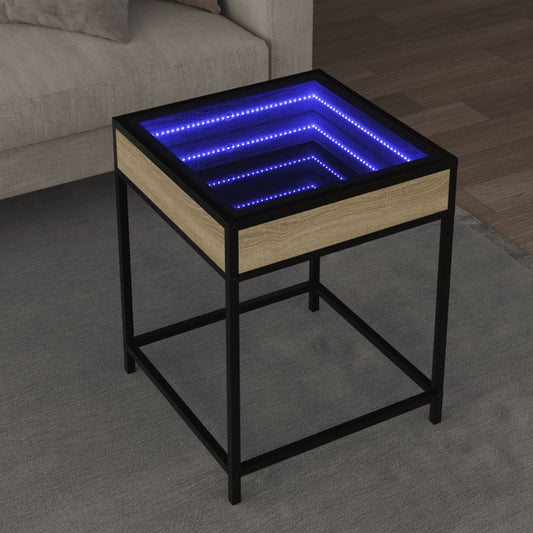 Salongbord Sofabord Sonoma Eik med Infinity LED 40x40x51 cm