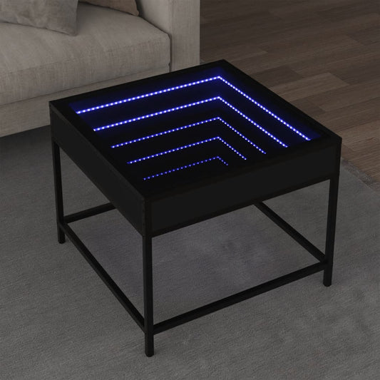 Salongbord Sofabord Svart med Infinity LED 50x50x41 cm