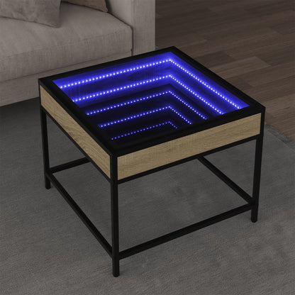 Salongbord Sofabord Sonoma Eik med Infinity LED 50x50x41 cm