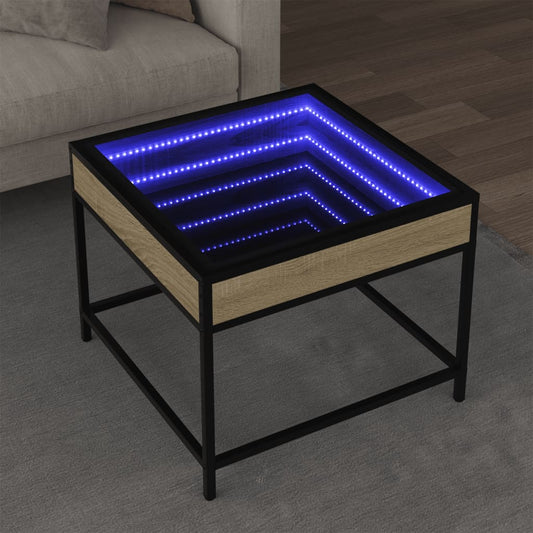 Salongbord Sofabord Sonoma Eik med Infinity LED 50x50x41 cm
