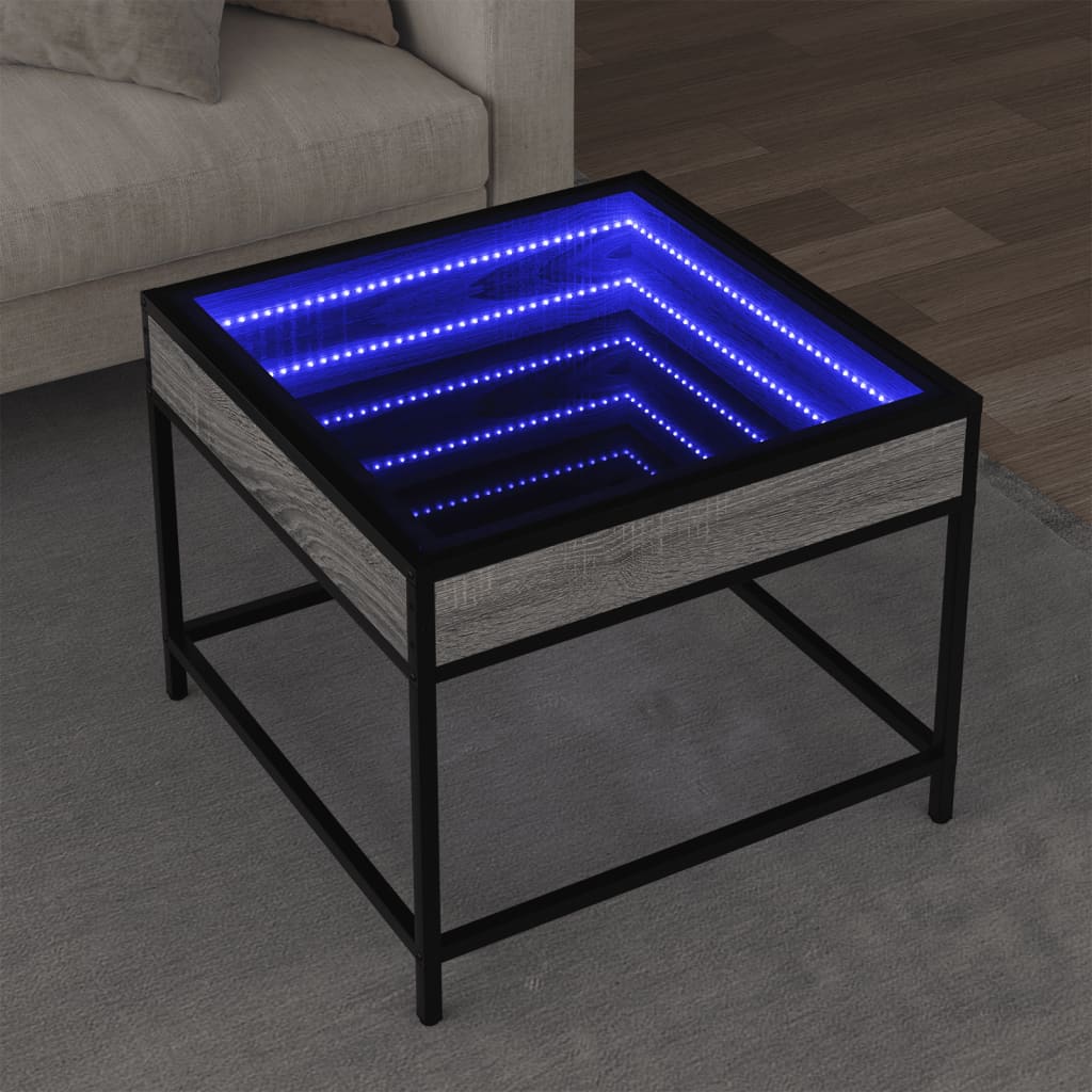 Salongbord Sofabord Sonoma Grå med Infinity LED 50x50x41 cm