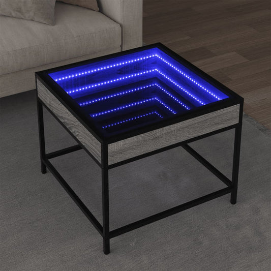 Salongbord Sofabord Sonoma Grå med Infinity LED 50x50x41 cm