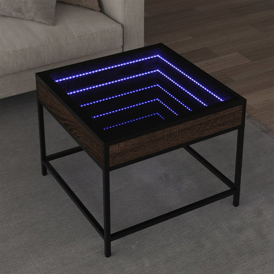 Salongbord Sofabord Brun Eik med Infinity LED 50x50x41 cm