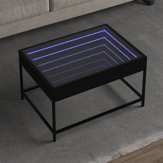 Salongbord Sofabord Svart med Infinity LED 70x50x41 cm