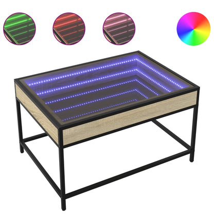 Salongbord Sofabord Sonoma Eik med Infinity LED 70x50x41 cm
