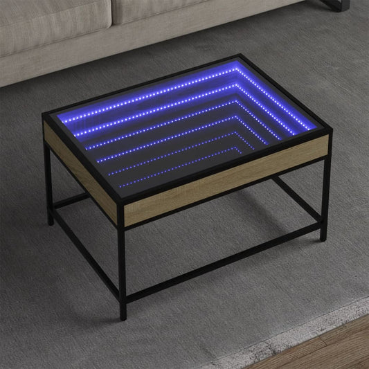 Salongbord Sofabord Sonoma Eik med Infinity LED 70x50x41 cm