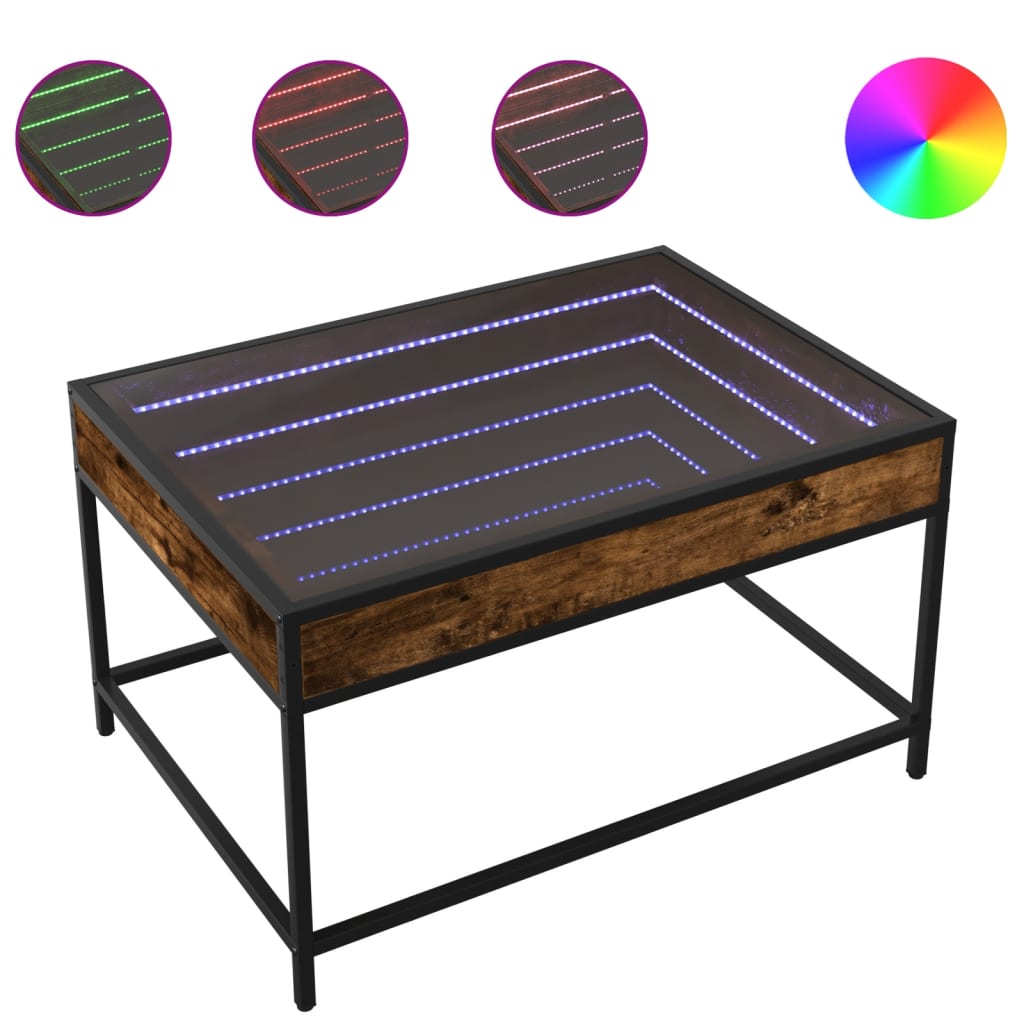 Salongbord Sofabord Røkt Eik med Infinity LED 70x50x41 cm